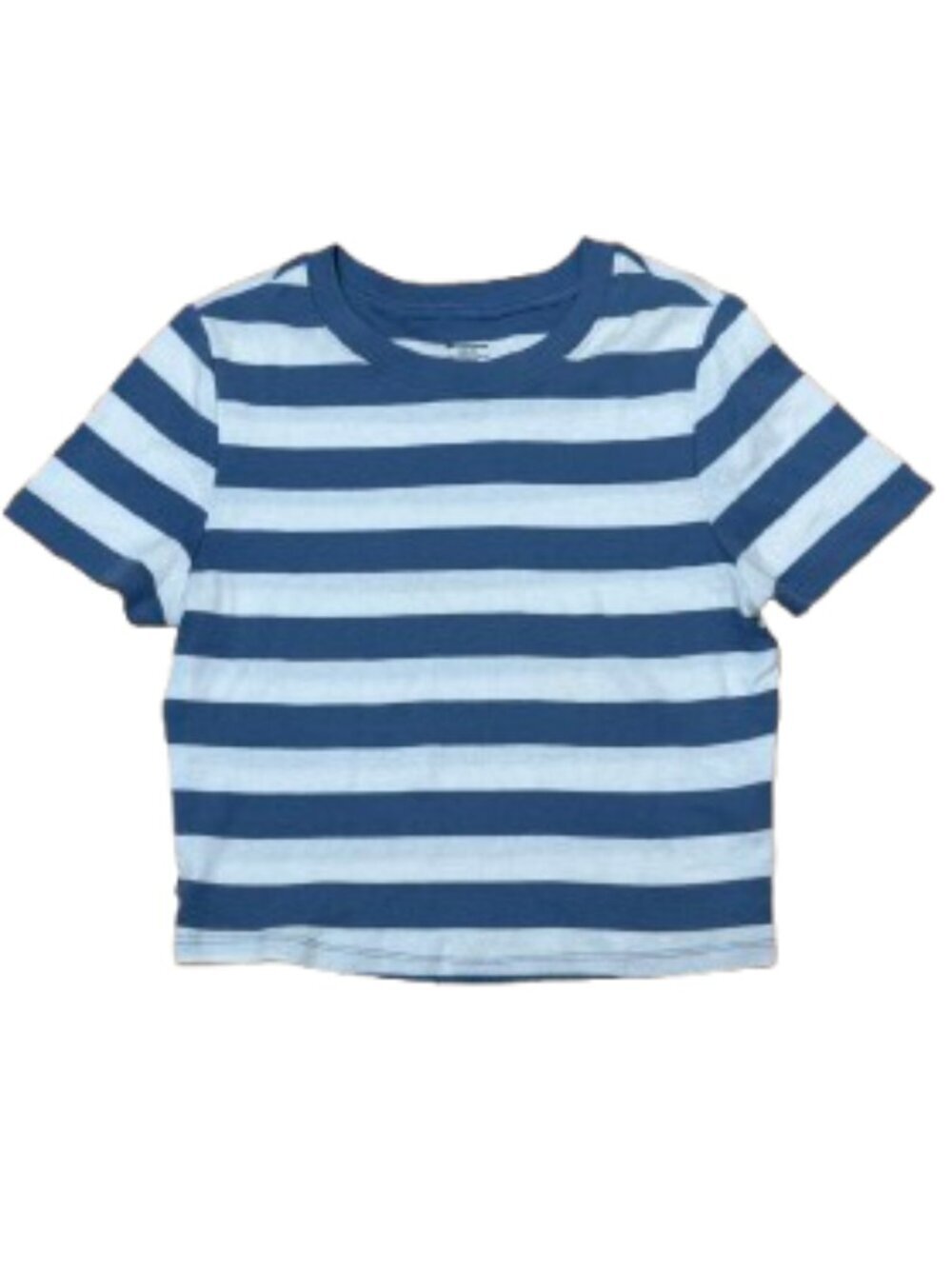 No Boundaries Steel Blue & White Striped Baby T Tee Shirt Top Size M 8-10